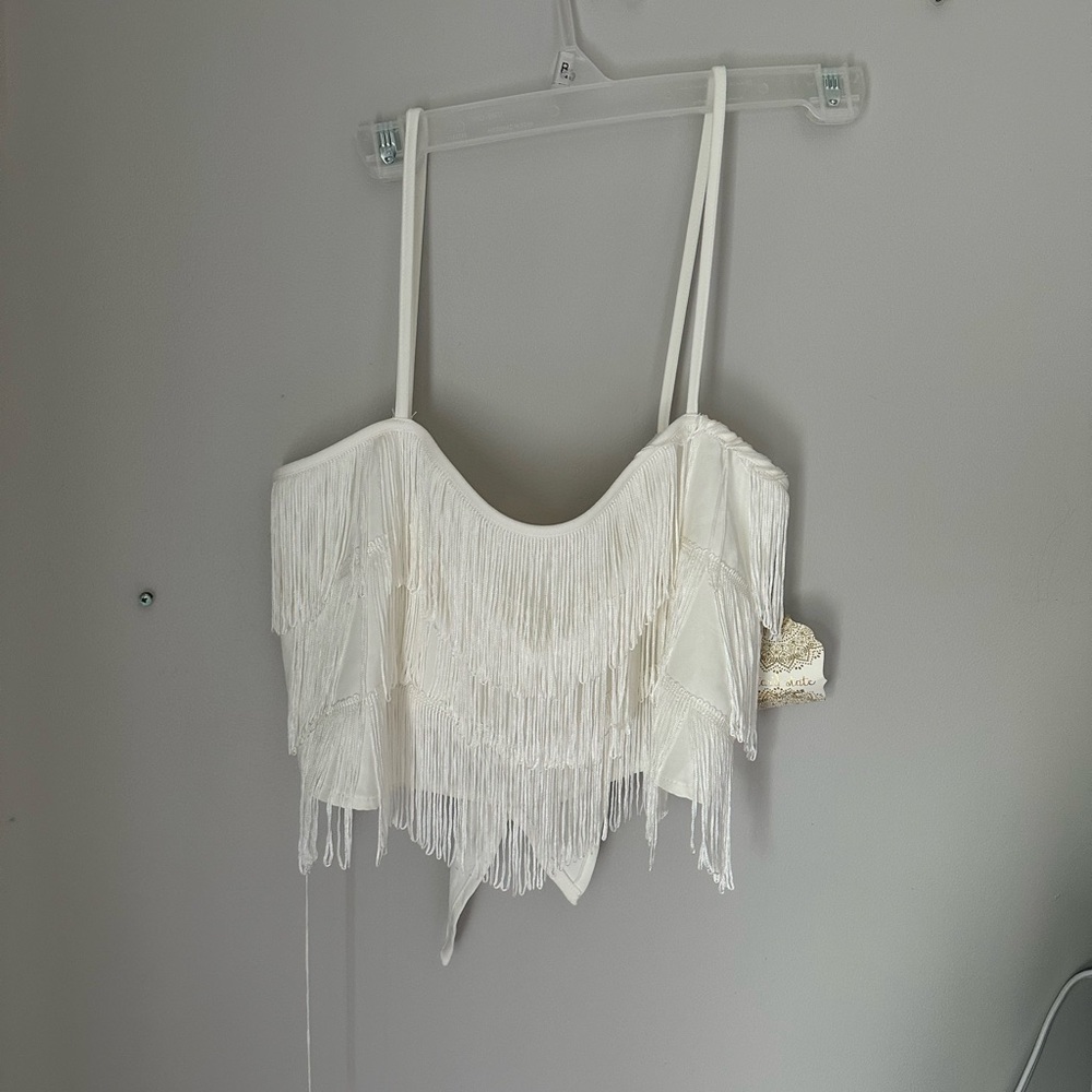 White tank top with tassels